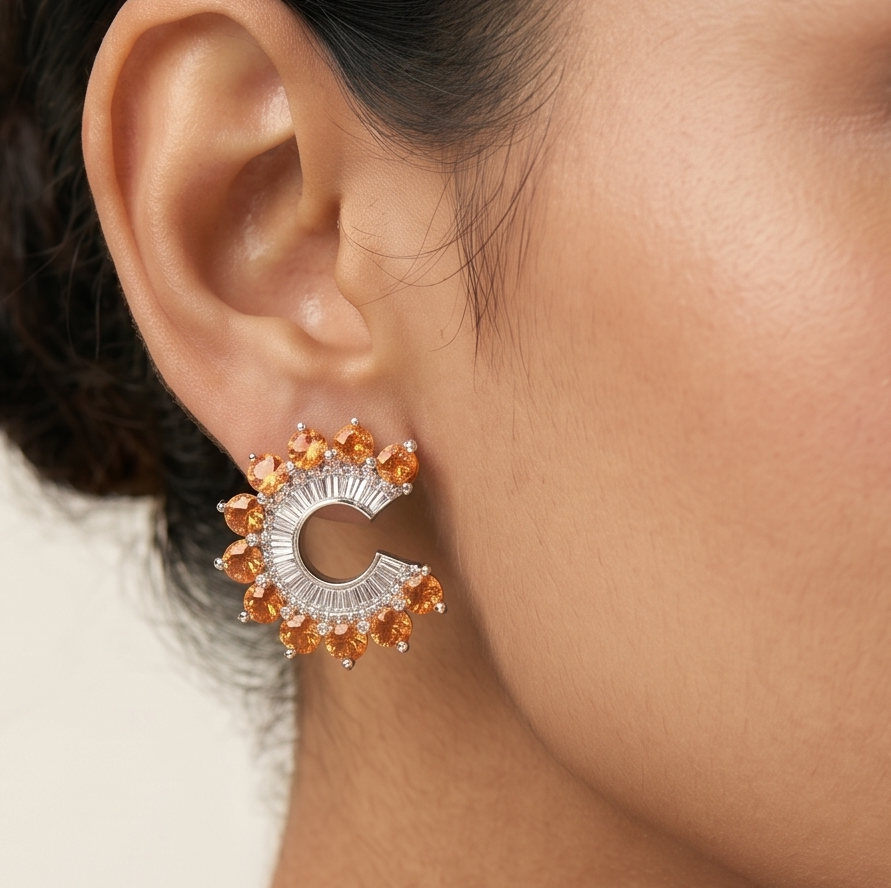 Orbit Stud Earrings - Orange