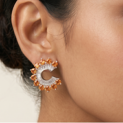 Orbit Stud Earrings - Orange