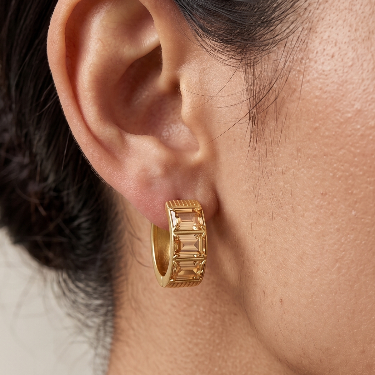 Aira Crystal Hoops - Champagne
