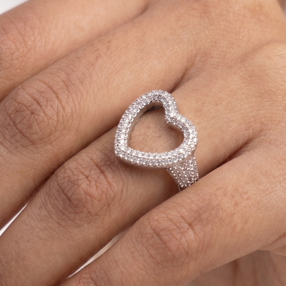 Heart Diamond Ring - Silver