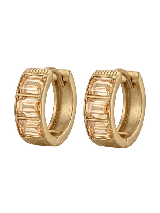 Aira Crystal Hoops - Champagne
