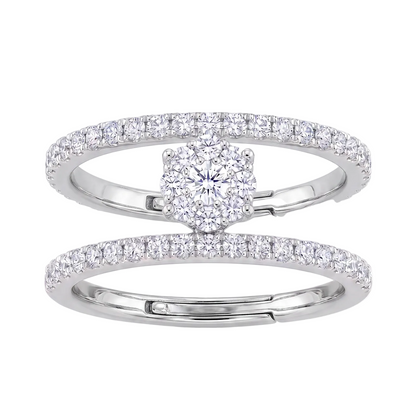 Diamond Flowers Ring - Silver