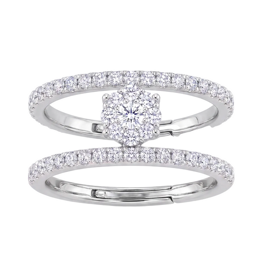 Diamond Flowers Ring - Silver