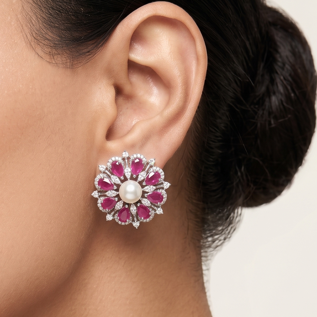 Flore Earrings - Pink studs