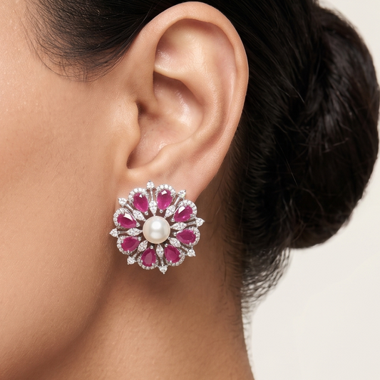 Flore Earrings - Pink studs
