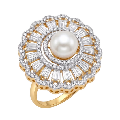 Ruhani Diamond & Pearl Ring - Gold