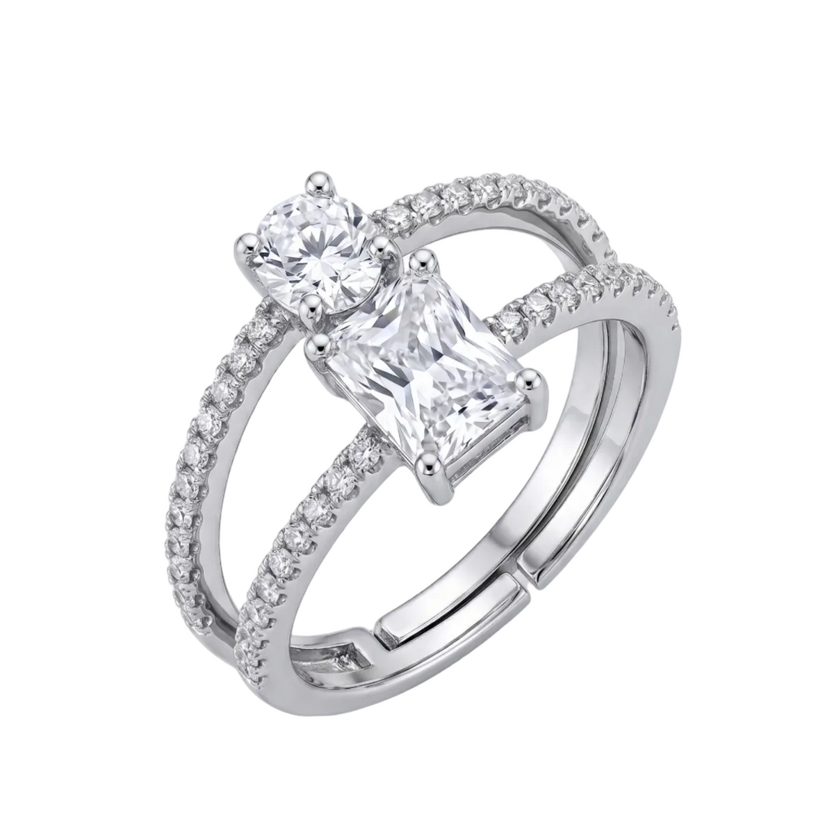 Lumina Dual Solitaire Ring - Silver