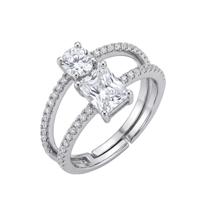 Lumina Dual Solitaire Ring - Silver