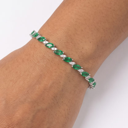 Emerald Marquise Tennis Bracelet - Silver
