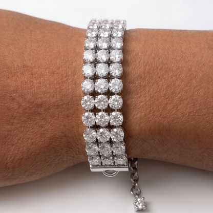 Eternity Triple Diamond Tennis Bracelet - Silver - 0.25 CT