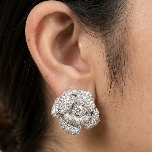 Rose stud earrings - Silver