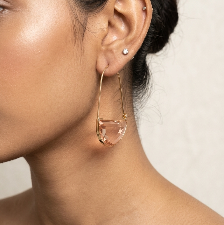 Pink Hoops - Gold