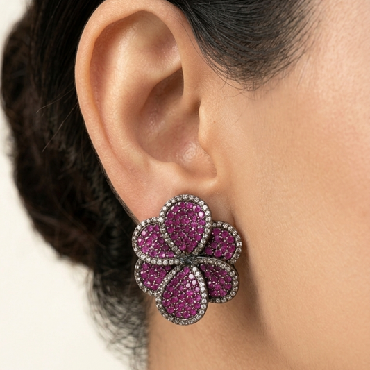 Crystal Buds Earrings - Pink