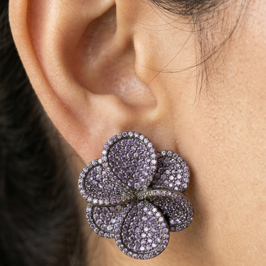 Crystal Buds Earrings - Lavender