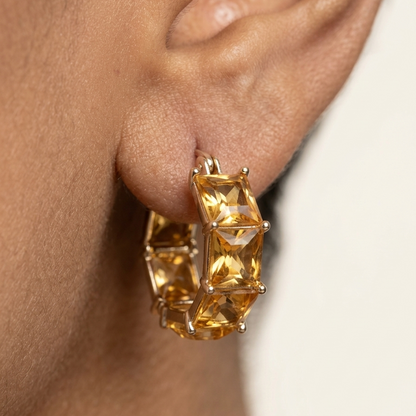 Champagne Crystal Hoops