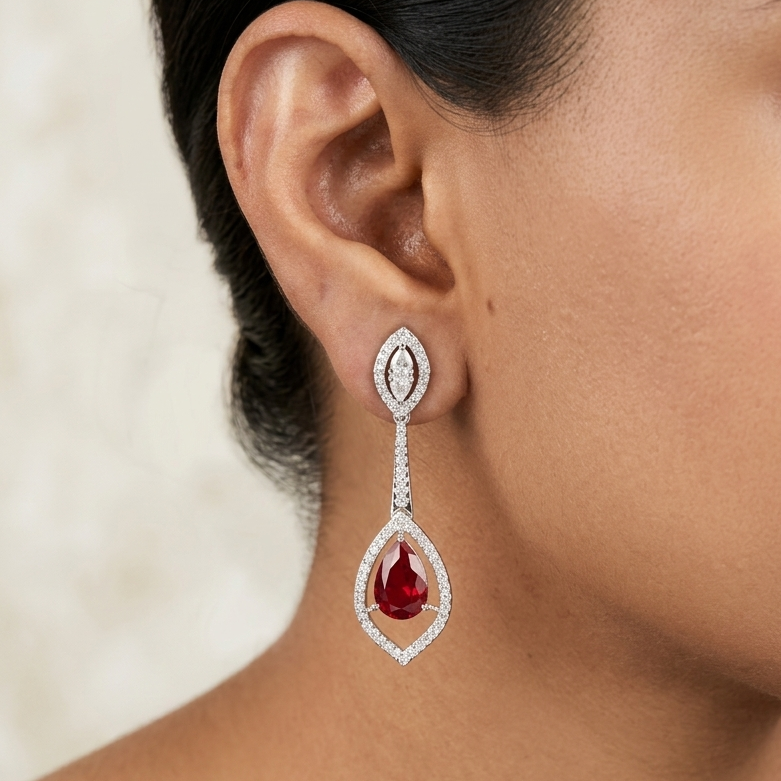 Radiant Drop Earrings - Red