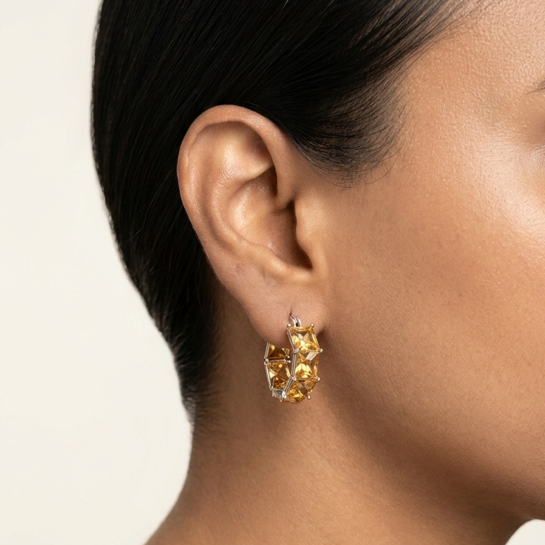 Champagne Crystal Hoops