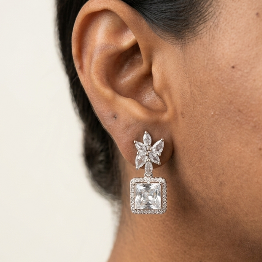 Star drop Earrings - Silver