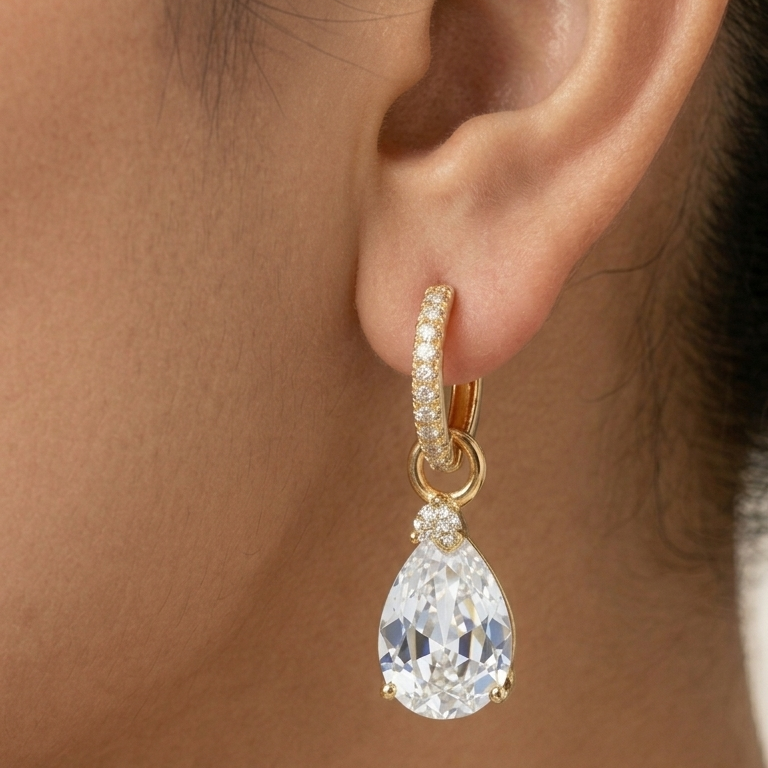 Elara 2-1 Diamond Earrings - White