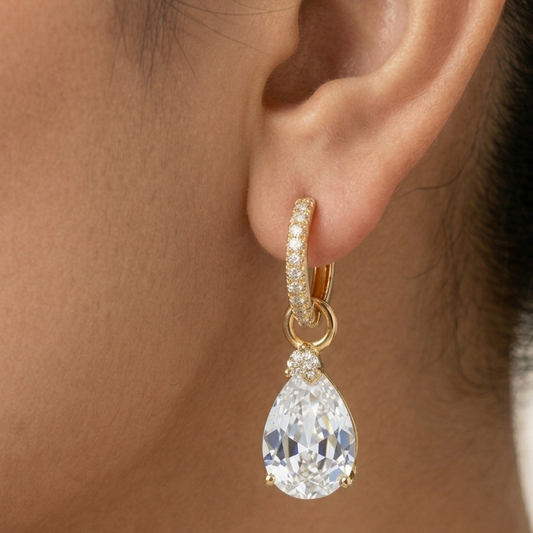 Elara 2-1 Diamond Earrings - White