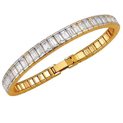 Gold bracelet with clear gemstones on a transparent background