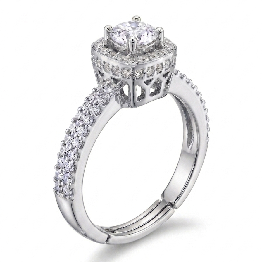 Crown Jewel Solitaire Ring - Silver - 0.38 CT