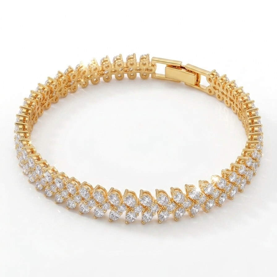 Traya Tennis Bracelet - Gold