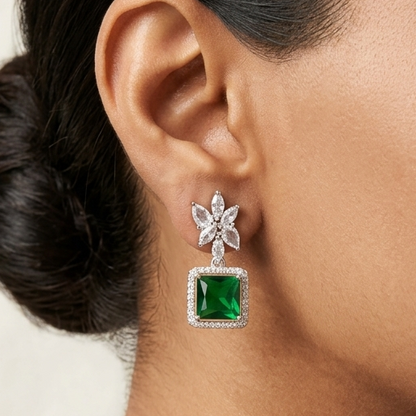 Star drop Earrings - Green