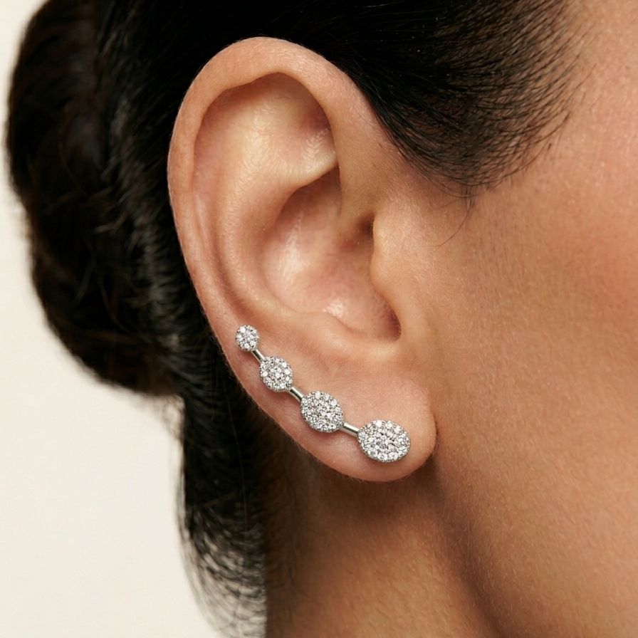 Diamond Ear Cuffs - Silver