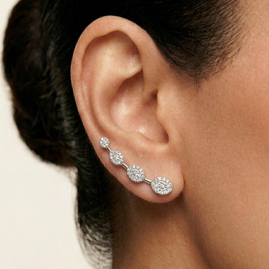 Diamond Ear Cuffs - Silver