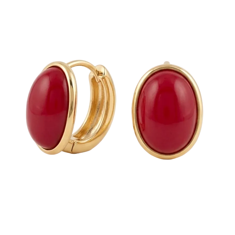 Red Enamel Stud Hoops