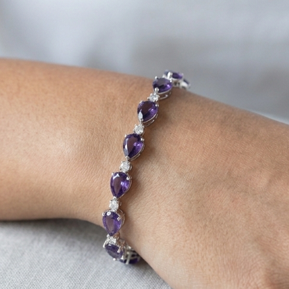 Amethyst Purple Diamond Bracelet - Silver