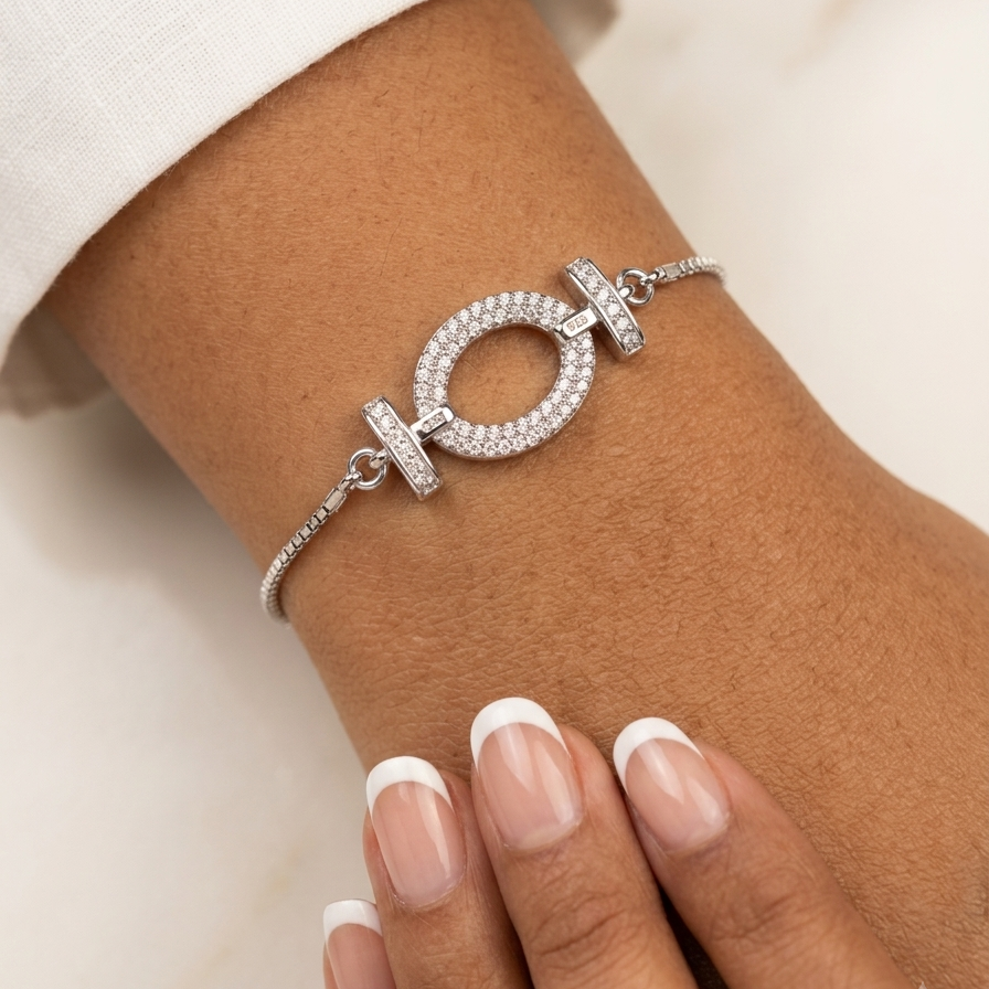 Facet link Diamond Bracelet - Silver
