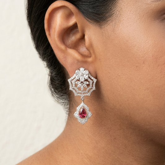 Duchess Drop Earrings - Red