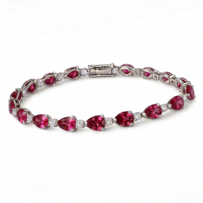 Ruby Red Diamond Bracelet - Silver