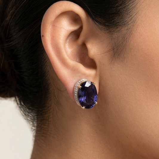 Bedazzled Stud Earrings - Purple