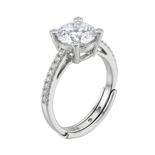 Solitaire Diamond Ring - Silver - 3.5 CT