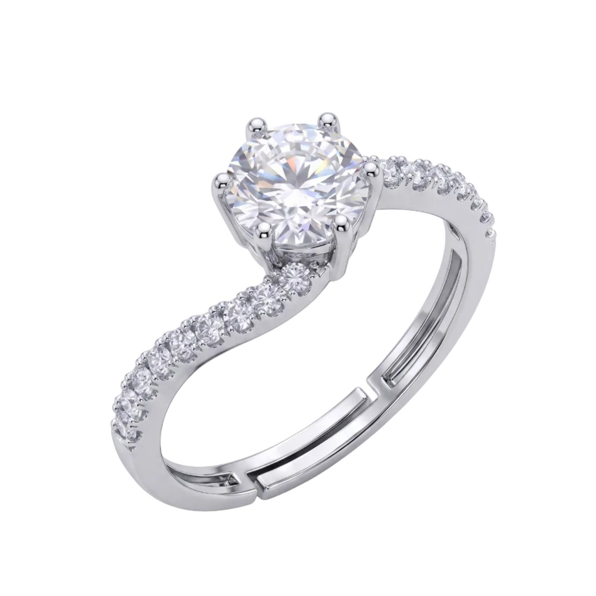 Infinity Solitaire Ring - Silver - 1 CT