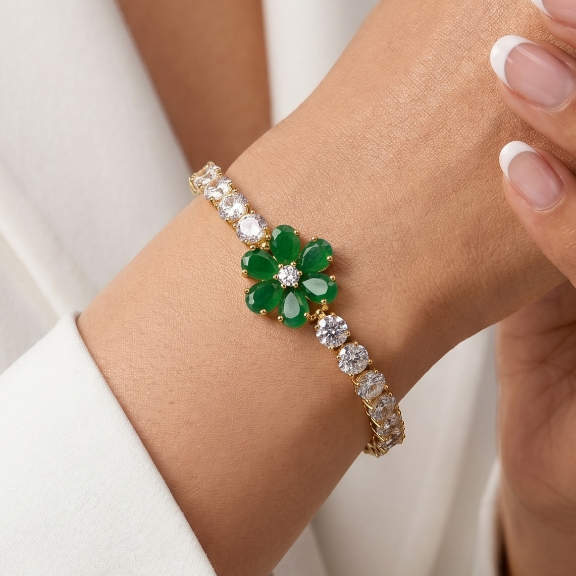 The Floral Emerald Bracelet