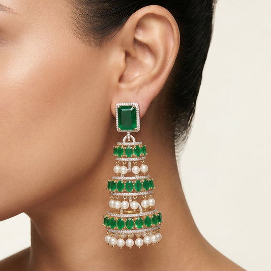 Ziyaara Earrings - Green