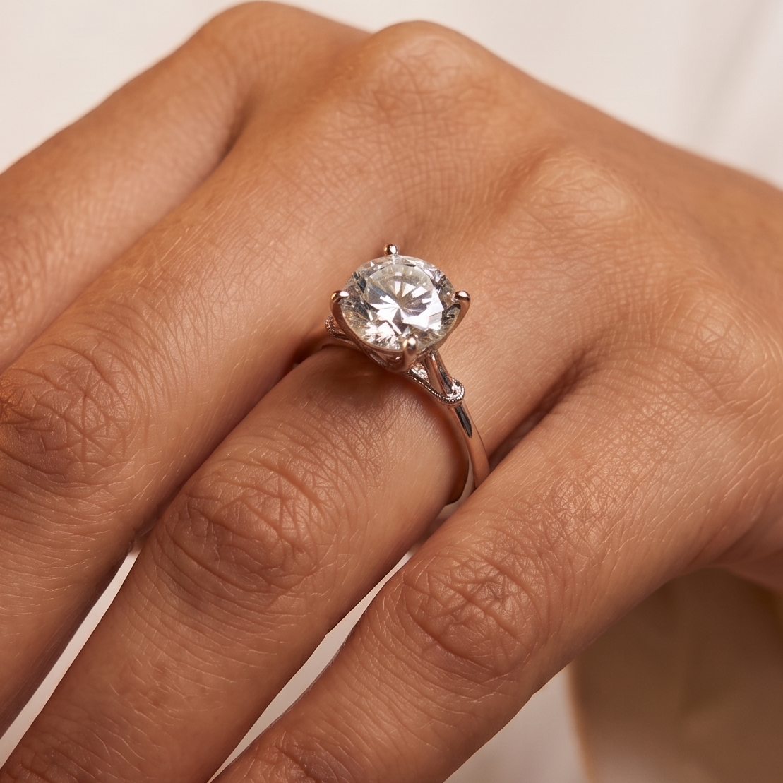 Sleek Diamond Solitaire Ring - Silver - 2.75 CT