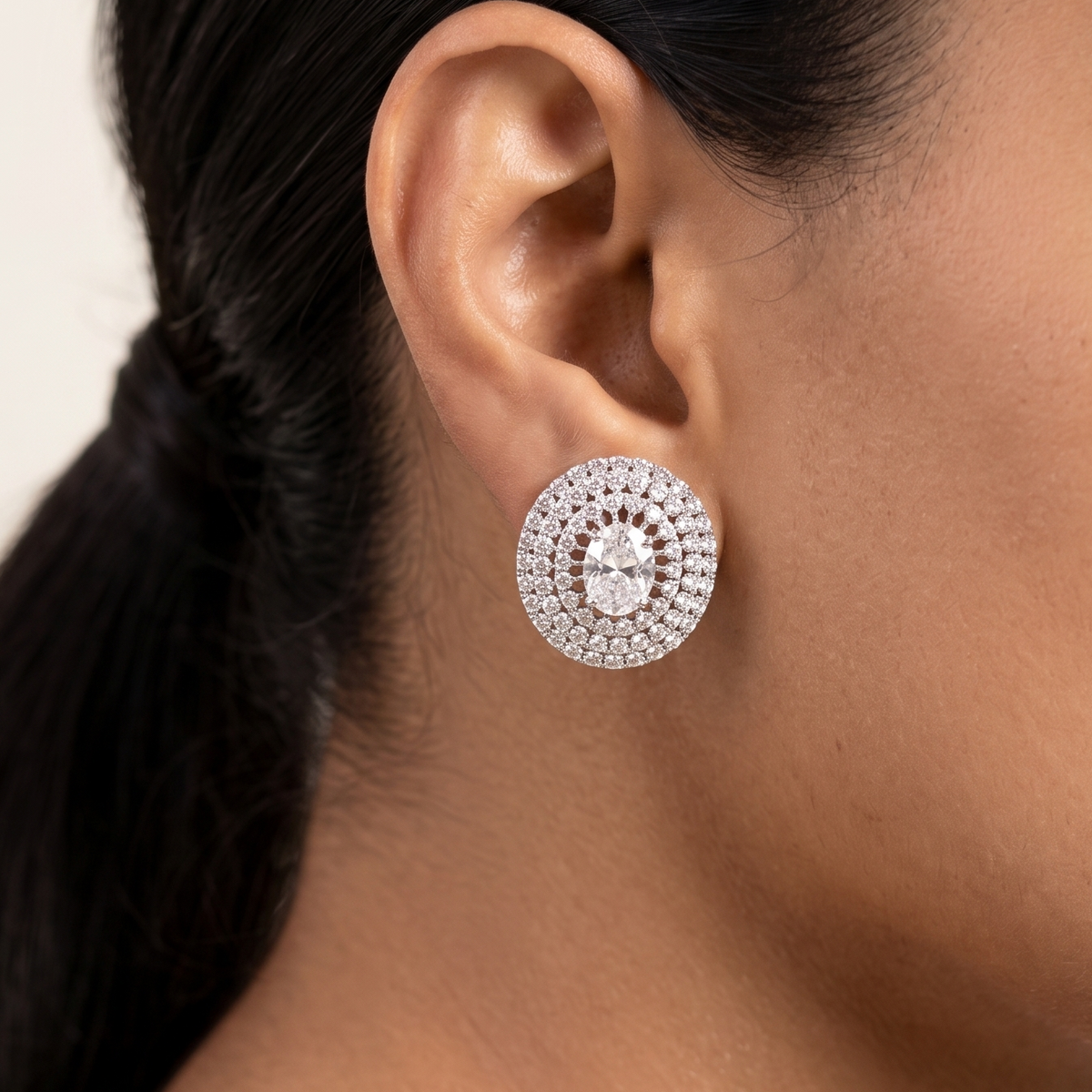 Frost Stud Earrings - Silver