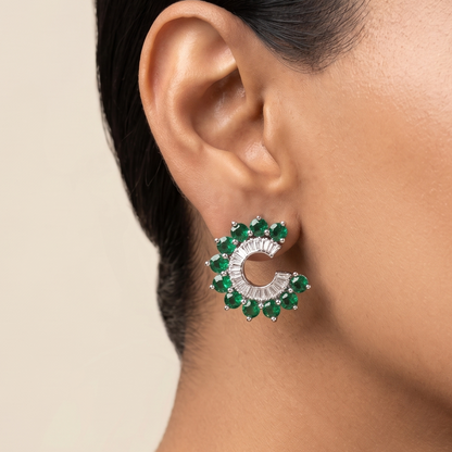 Orbit Stud Earrings - Green