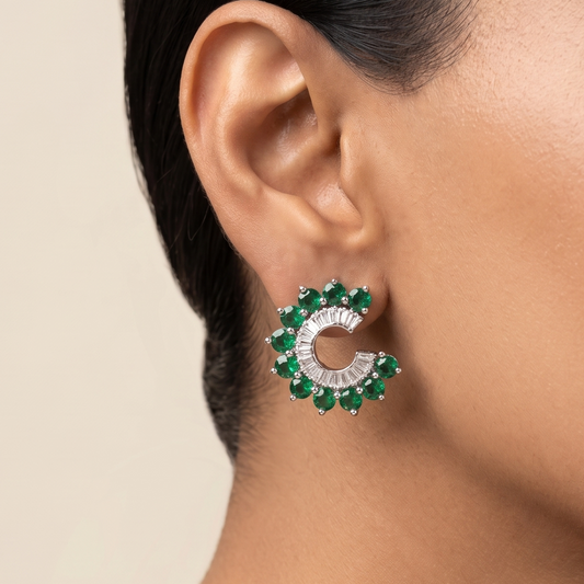Orbit Stud Earrings - Green
