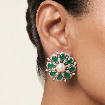 Flore Earrings - Green studs