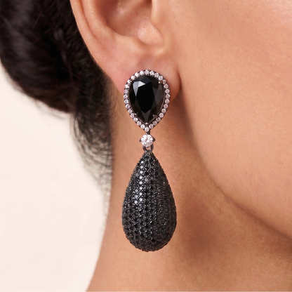 Selene Drop Earrings - Black