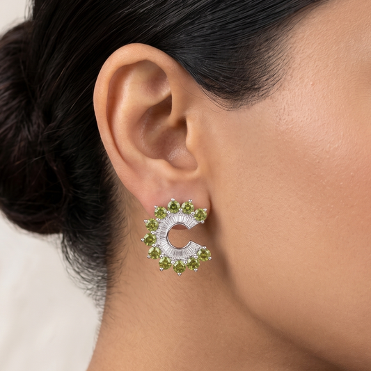 Orbit Stud Earrings - Olive Green