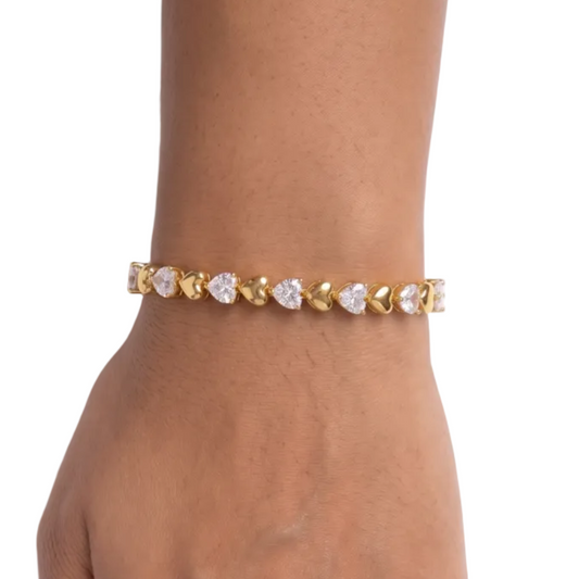 Heart Diamond Bracelet - Gold