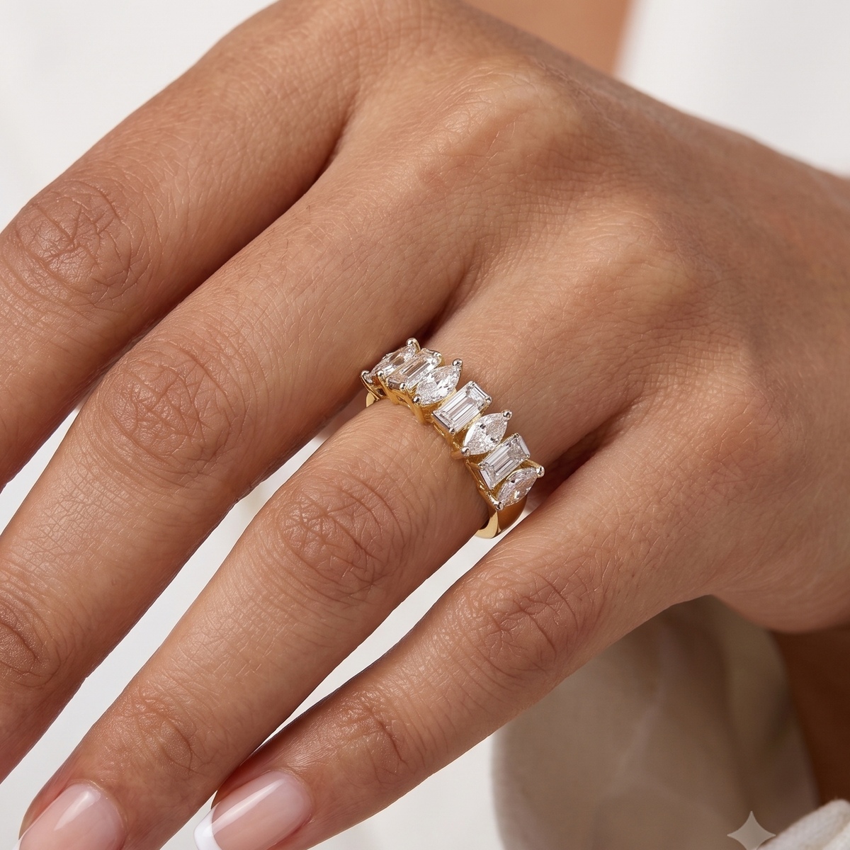 Baguette & Marquise Band Ring - Gold (2 Tone)
