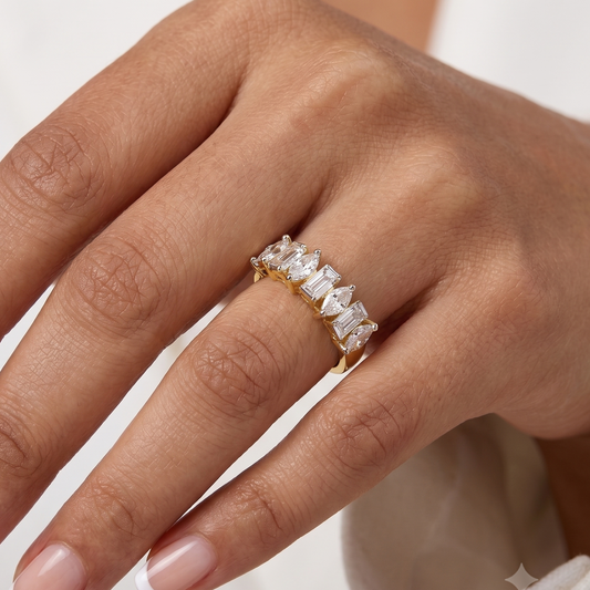 Baguette & Marquise Band Ring - Gold (2 Tone)